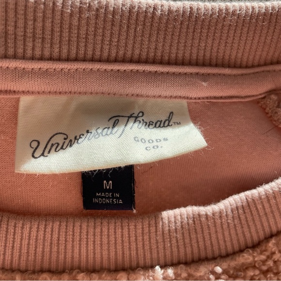 Sherpa Knubbly Textured Dusty Pink Rose Blush Crewneck Pullover Sweater - Picture 4 of 7